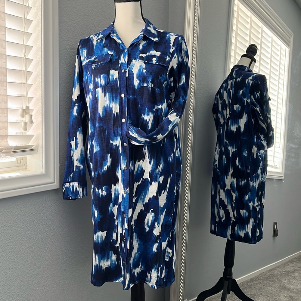 Lauren Ralph Lauren 💙 Vibrant Blue Shirtdress - Size L Large